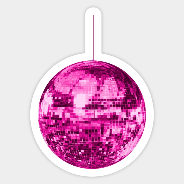 Pink Vintage Sparkling Shiny Disco Ball Sticker by Art by Deborah Camp